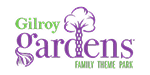 Gilroy Gardens Family Theme Park logo with “gardens” in purple, featuring a tree forming the letter “d,” and “Gilroy” and “Family Theme Park” in green.