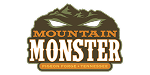 Logo of “Mountain Monster” with a stylized mountain featuring glowing eyes above bold text. A smaller banner reads “Pigeon Forge, Tennessee” below the main logo.