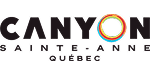 Logo for Canyon Sainte-Anne Québec. The word “Canyon” is in bold black letters with the “O” formed by colorful concentric rings. “Sainte-Anne Québec” appears below in smaller black text.