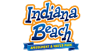 Indiana Beach logo with blue and orange text, reading “Indiana Beach Amusement & Water Park” on a light background.