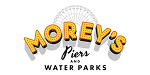 Logo for Morey’s Piers and Water Parks, with “MOREY’S” in bold yellow letters and an illustration of a Ferris wheel in the background.
